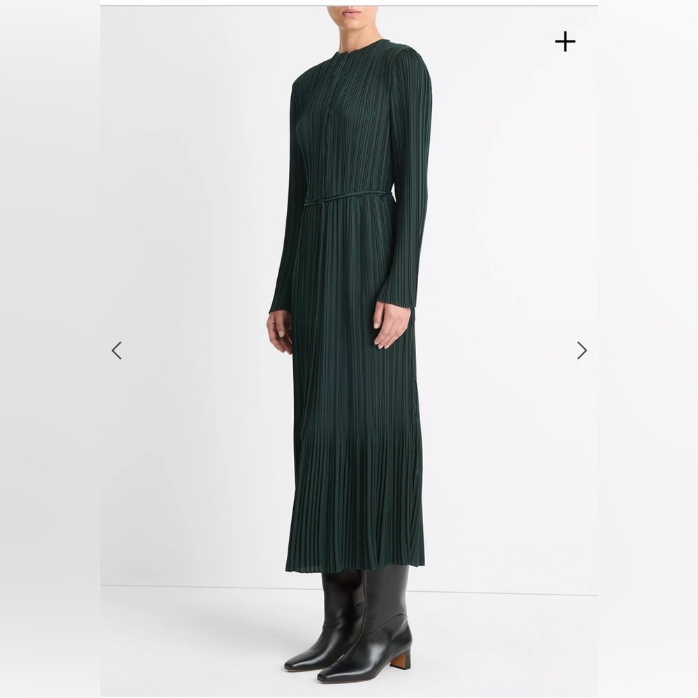 Vince Dark Green Long Sleeve Dress Size Large